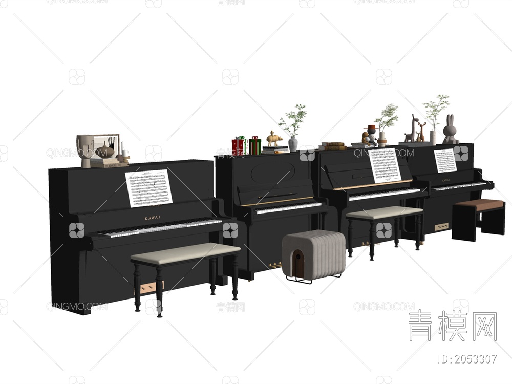 钢琴 钢琴组合SU模型下载【ID:2053307】