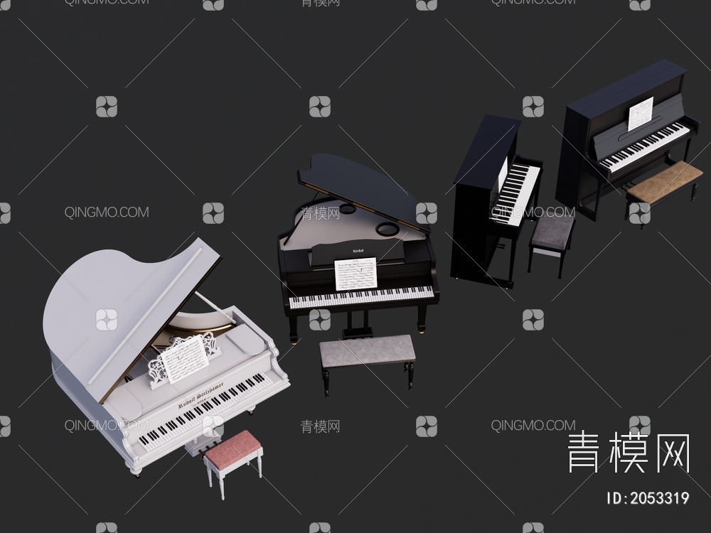 钢琴 钢琴组合SU模型下载【ID:2053319】