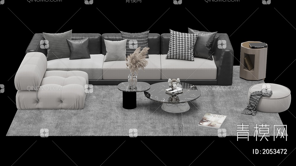 沙发茶几组合 单人沙发 双人沙发 多人沙发3D模型下载【ID:2053472】