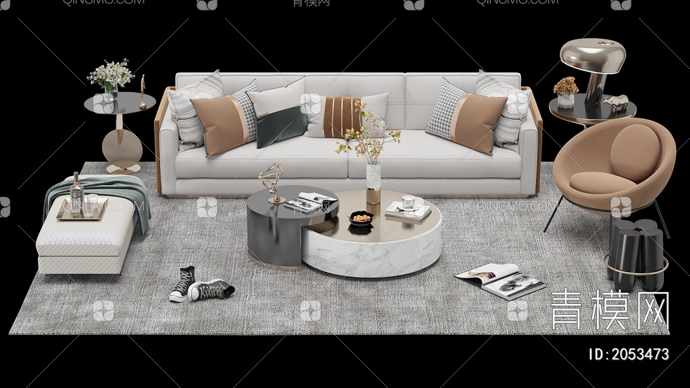 家具 沙发茶几组合  单人沙发  双人沙发  多人沙发3D模型下载【ID:2053473】
