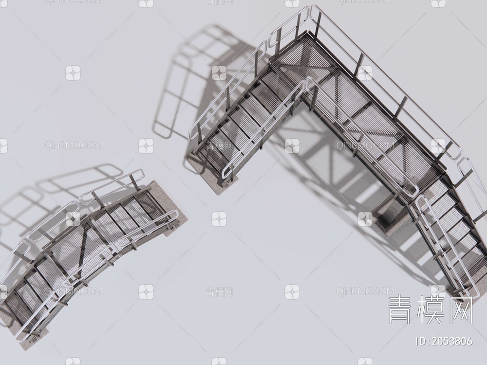 钢桥 过桥梯 跨线钢梯SU模型下载【ID:2053806】