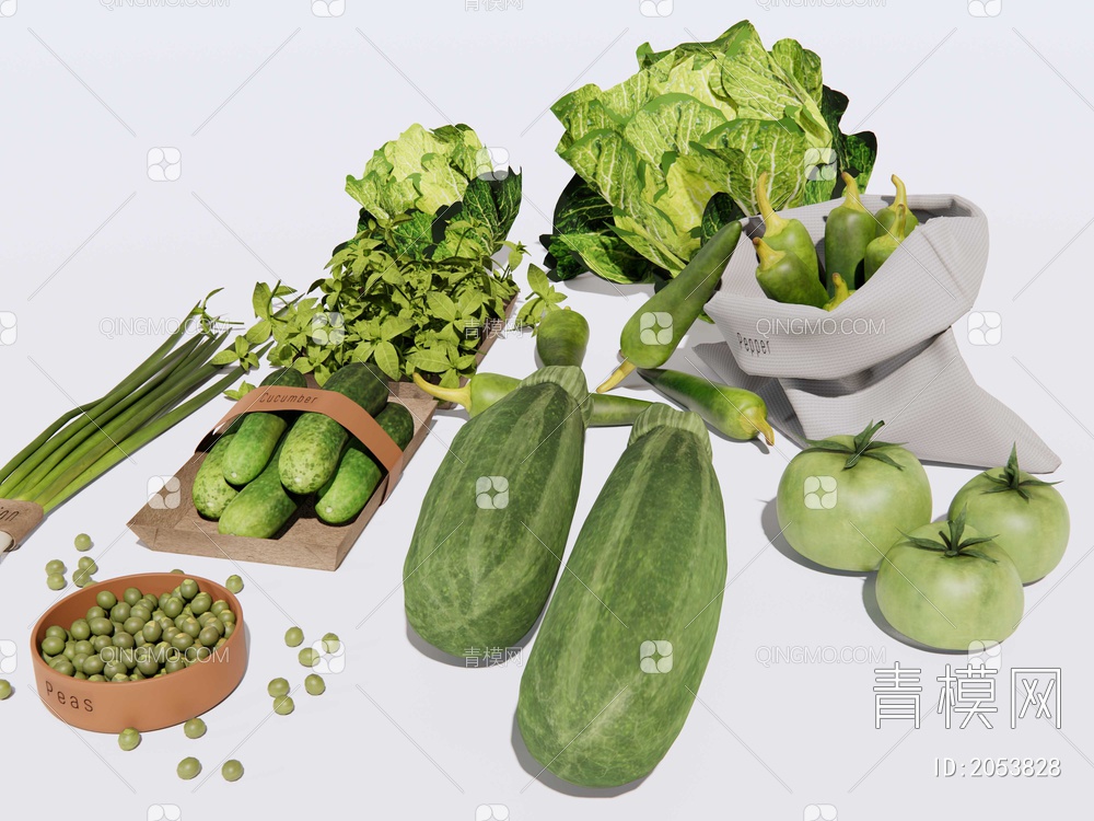 蔬菜组合SU模型下载【ID:2053828】
