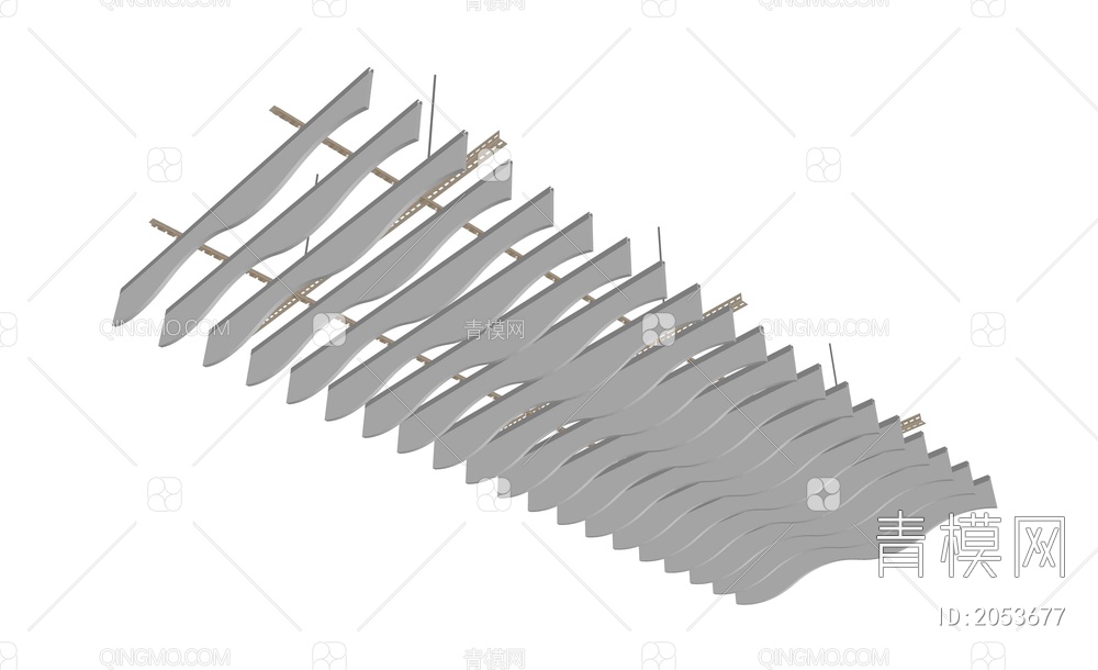 天棚波浪板吊顶SU模型下载【ID:2053677】
