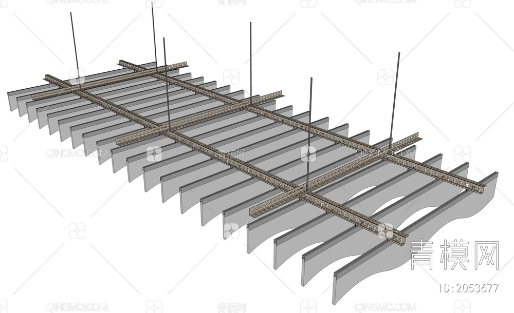 天棚波浪板吊顶SU模型下载【ID:2053677】