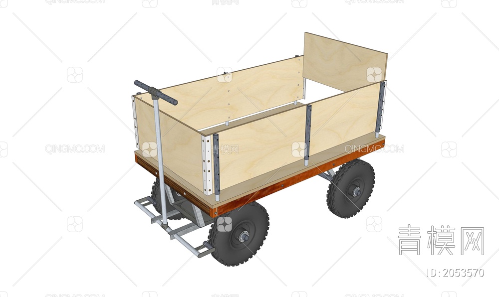 拖拉人力车 露营车 垃圾拖车SU模型下载【ID:2053570】