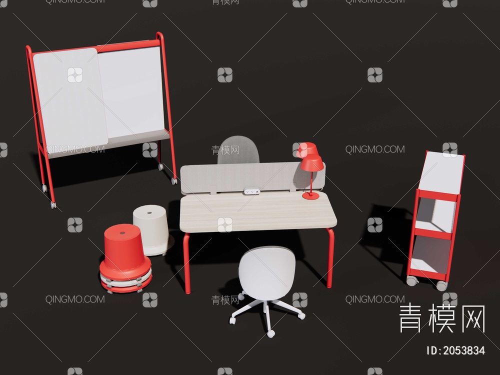 办公桌椅组合SU模型下载【ID:2053834】
