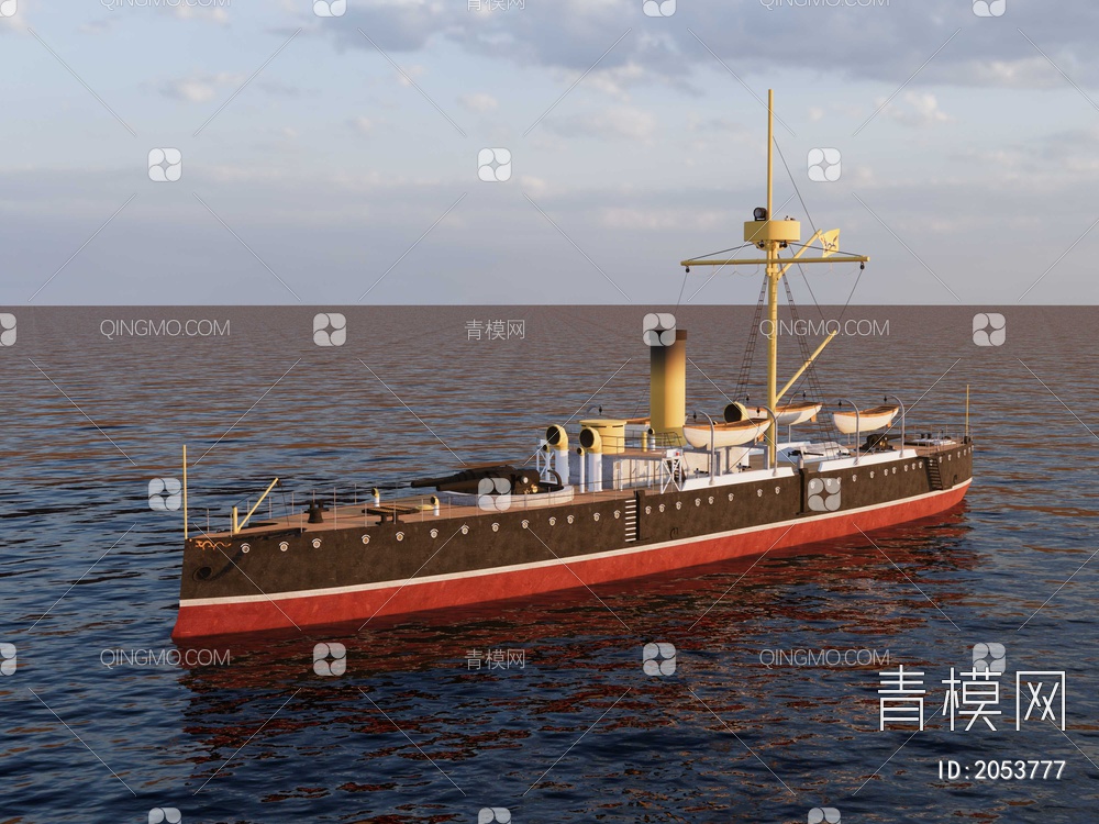 致远号铁甲舰SU模型下载【ID:2053777】