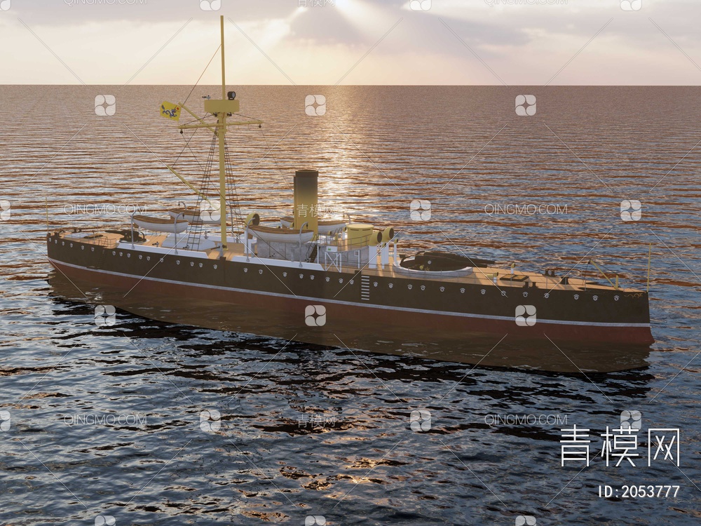 致远号铁甲舰SU模型下载【ID:2053777】