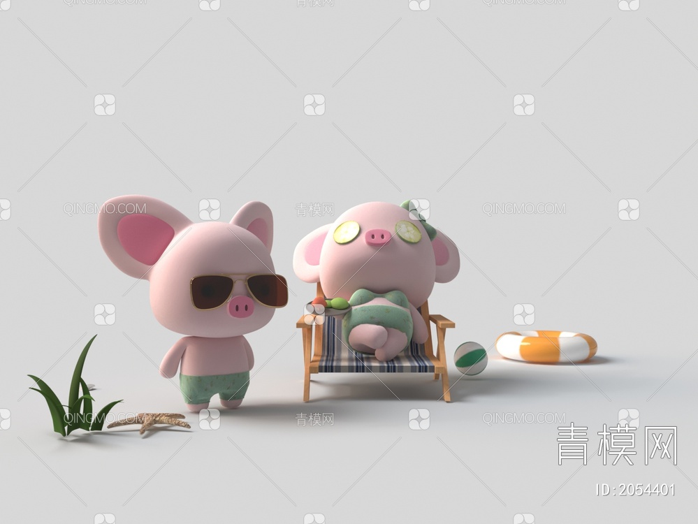 卡通猪3D模型下载【ID:2054401】