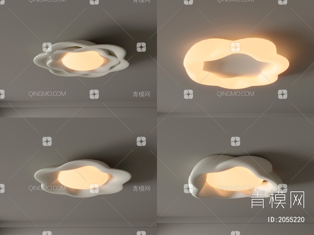 吸顶灯 圆形吸顶灯 卧室灯 艺术造型灯具 时尚客厅灯组合3D模型下载【ID:2055220】