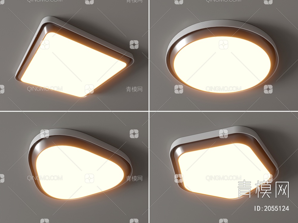 吸顶灯 方形吸顶灯 圆形 几何 组合 卧室 客厅 儿童房3D模型下载【ID:2055124】