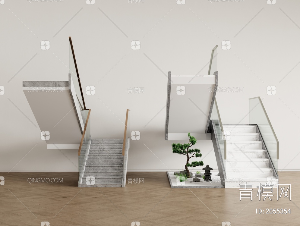 楼梯组合SU模型下载【ID:2055354】