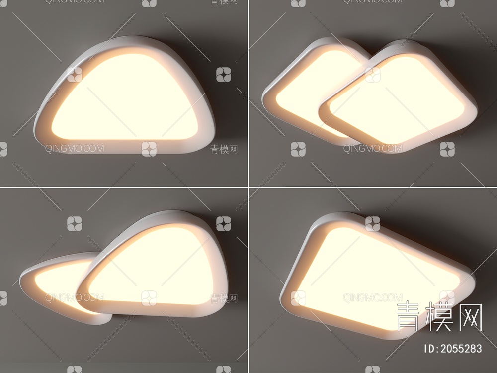 吸顶灯 三角形吸顶灯 方形 几何 组合 卧室 客厅 儿童吸顶灯3D模型下载【ID:2055283】