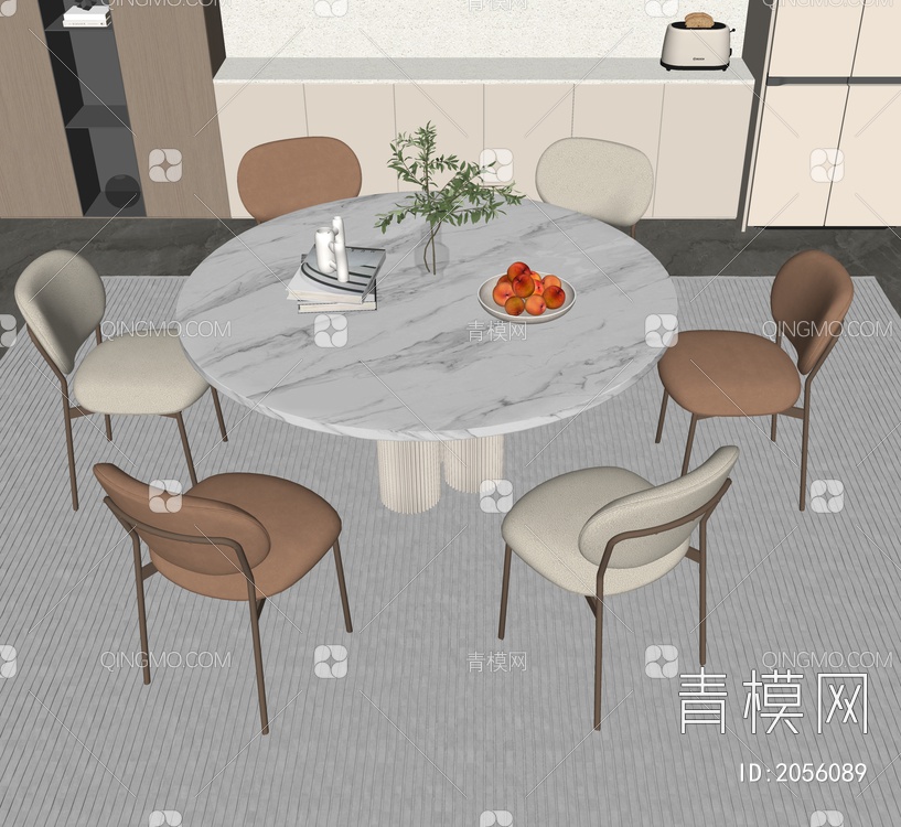 餐桌椅SU模型下载【ID:2056089】