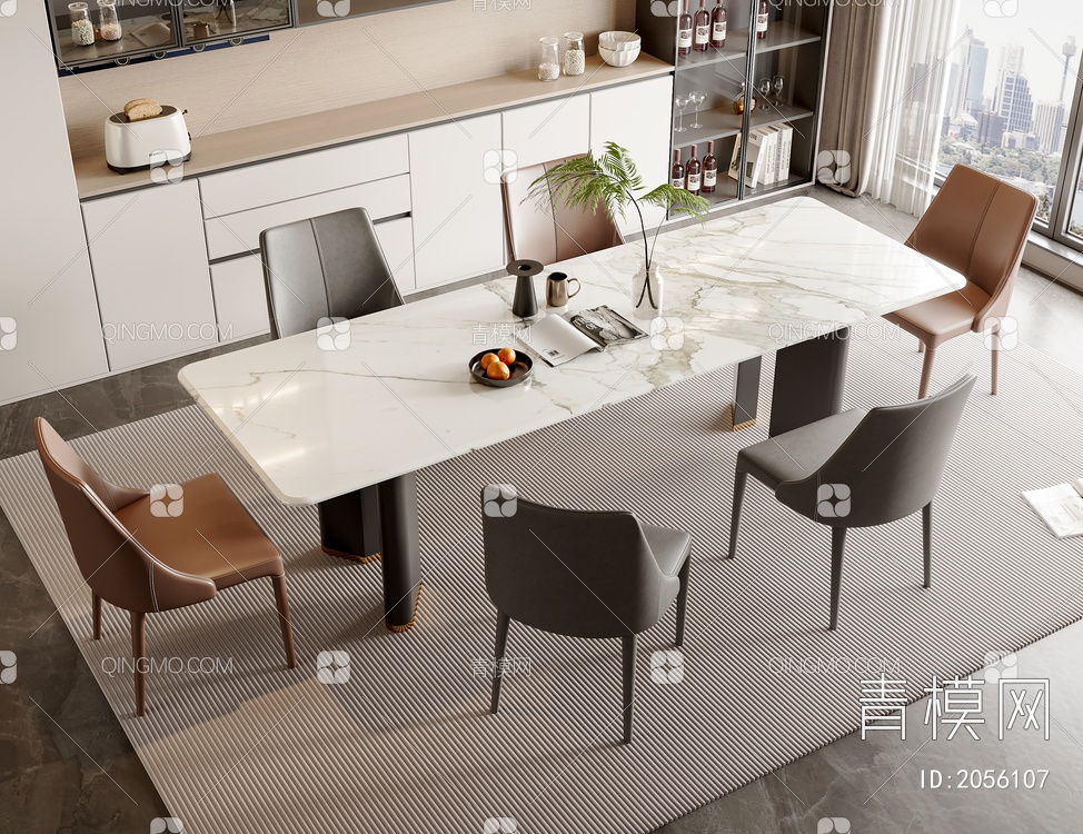 餐桌椅3D模型下载【ID:2056107】