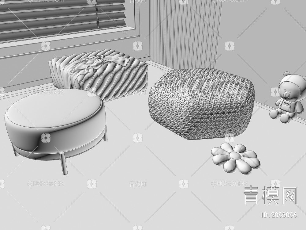 沙发凳3D模型下载【ID:2055056】