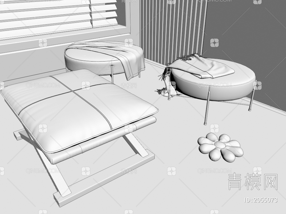 沙发凳3D模型下载【ID:2055073】