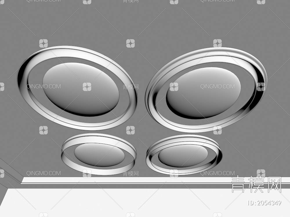 吸顶灯 圆形吸顶灯 卧室灯 艺术造型灯具 时尚客厅灯组合3D模型下载【ID:2054349】