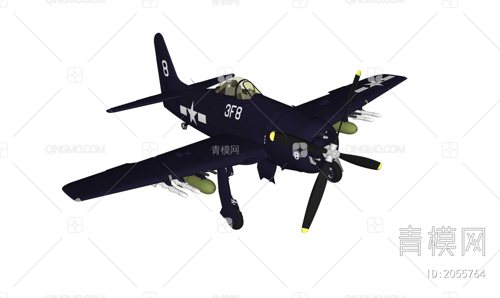 活塞式战斗机 二战战斗机SU模型下载【ID:2055764】