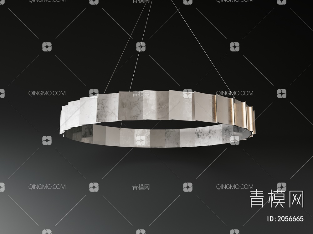 不锈钢 金属 圆形 环形 吊灯3D模型下载【ID:2056665】