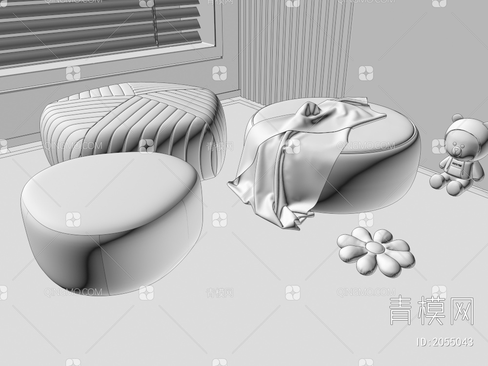 沙发凳3D模型下载【ID:2055043】