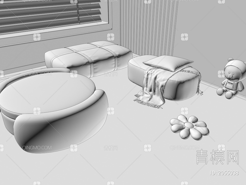 沙发凳3D模型下载【ID:2055038】
