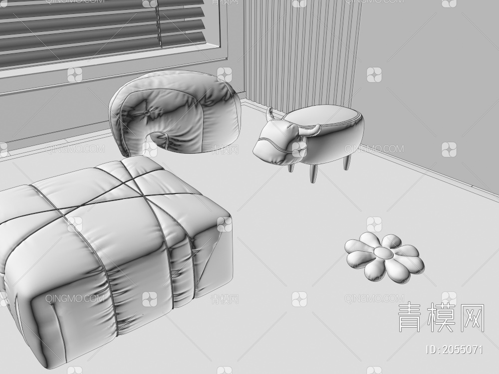 沙发凳3D模型下载【ID:2055071】