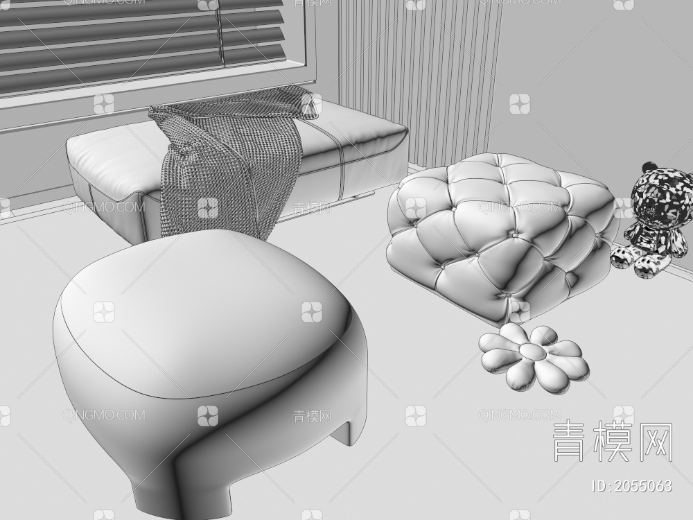 沙发凳3D模型下载【ID:2055063】