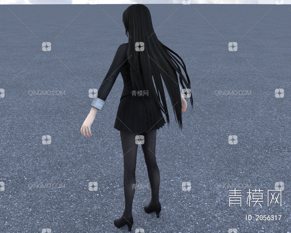 JK黑丝学院风小姐姐美女3D模型下载【ID:2056317】