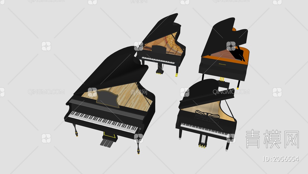 钢琴钢琴组合SU模型下载【ID:2056554】