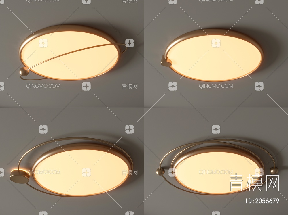 吸顶灯 圆形吸顶灯 卧室灯 艺术造型灯具 时尚客厅灯组合3D模型下载【ID:2056679】