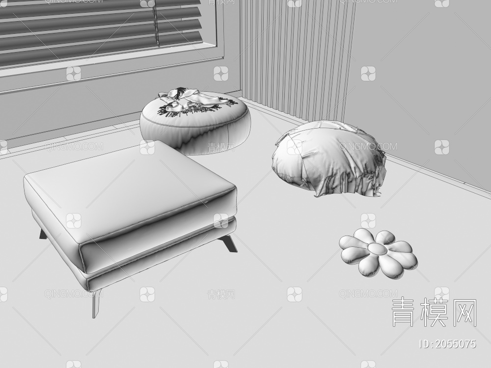 沙发凳3D模型下载【ID:2055075】