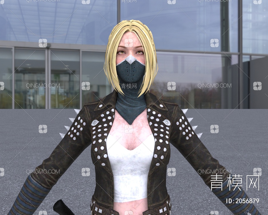 皮衣口罩美女刺客3D模型下载【ID:2056879】