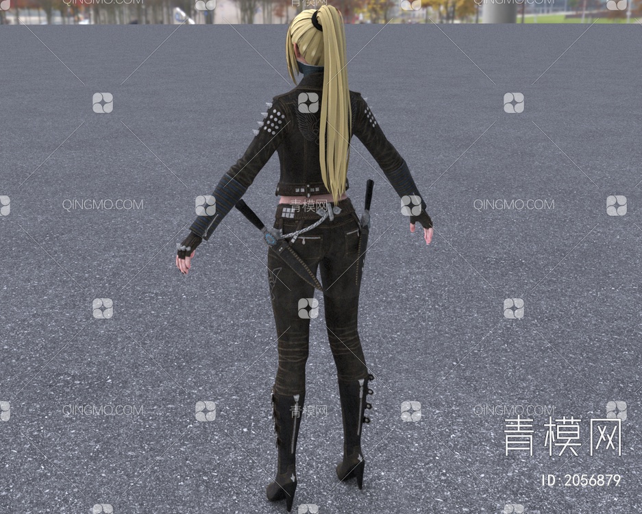 皮衣口罩美女刺客3D模型下载【ID:2056879】