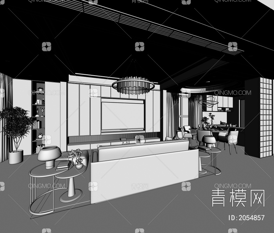 客厅 餐厅 门厅 客餐厅 玄关3D模型下载【ID:2054857】
