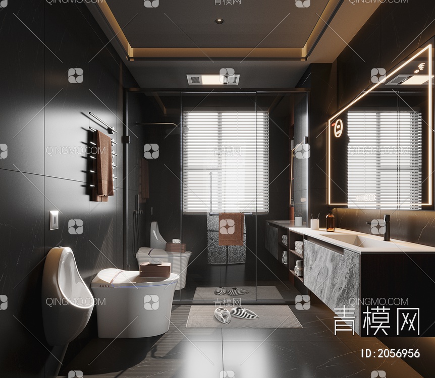 卫生间 浴室柜 小便斗 马桶3D模型下载【ID:2056956】