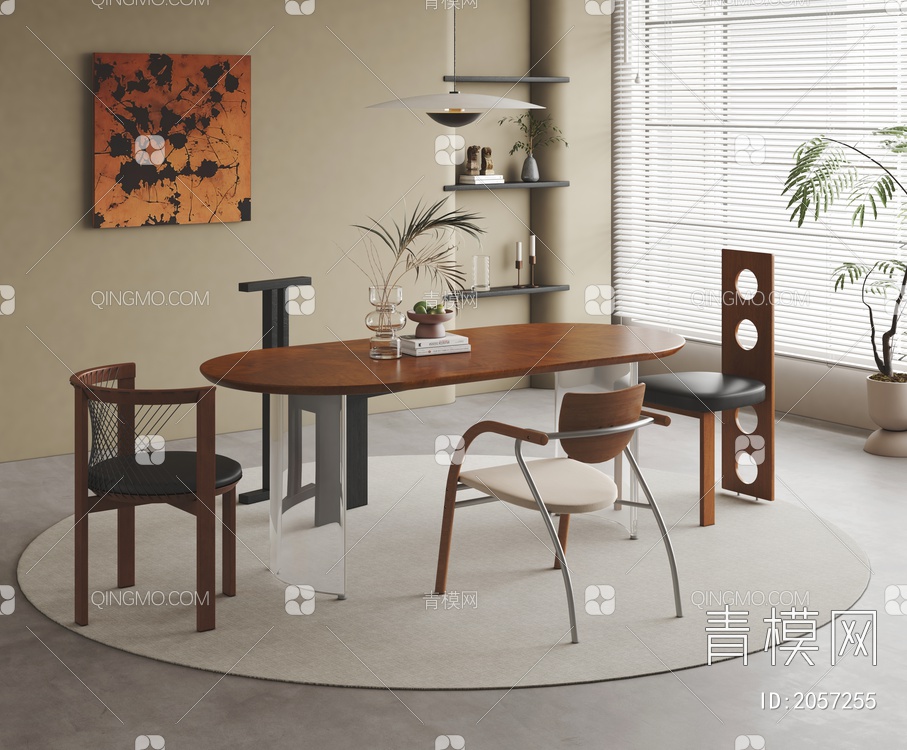 餐桌椅组合3D模型下载【ID:2057255】