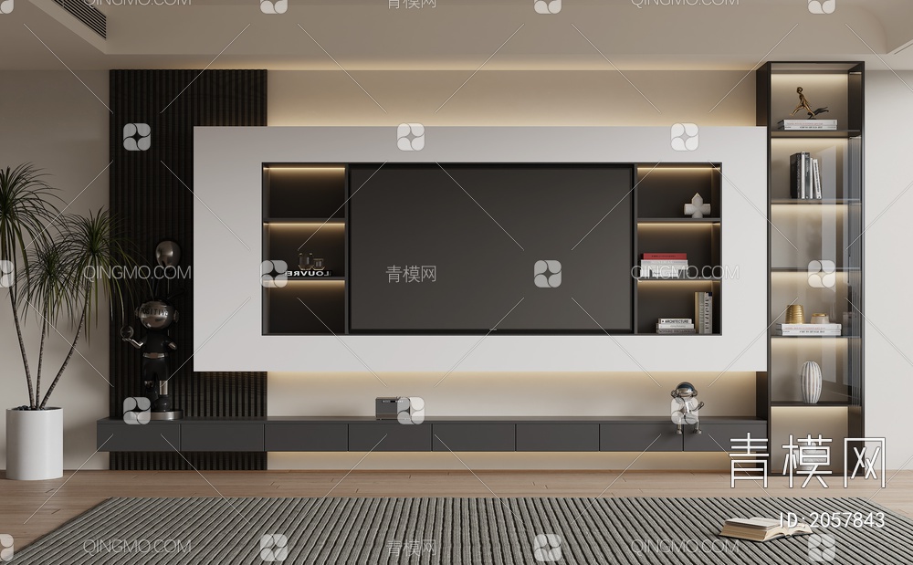 客厅 客厅电视背景墙 电视墙 电视 电视柜3D模型下载【ID:2057843】
