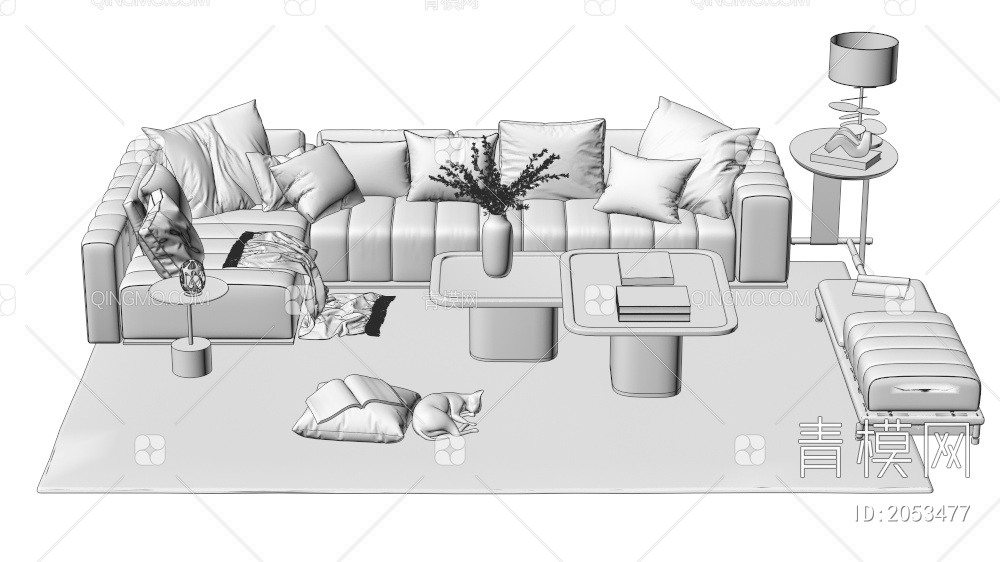 家具 沙发茶几组合 单人沙发 双人沙发 多人沙发3D模型下载【ID:2053477】