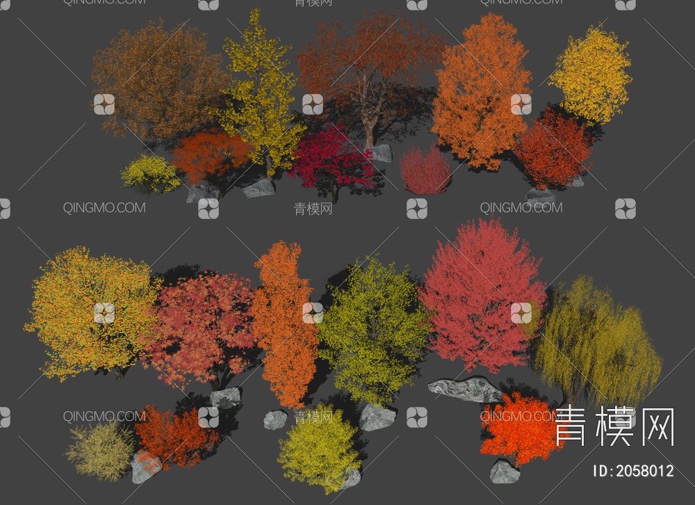 秋季景观树SU模型下载【ID:2058012】
