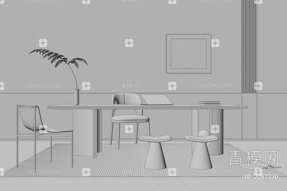 书桌椅3D模型下载【ID:2057230】