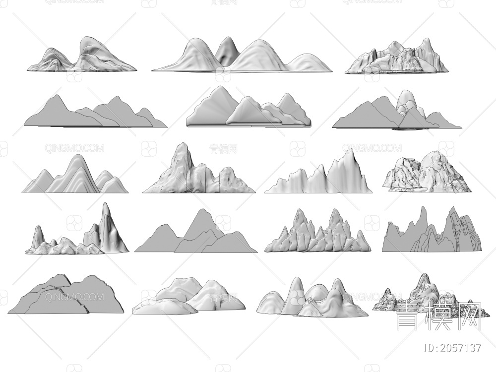 雪浪石 石头 假山组合3D模型下载【ID:2057137】