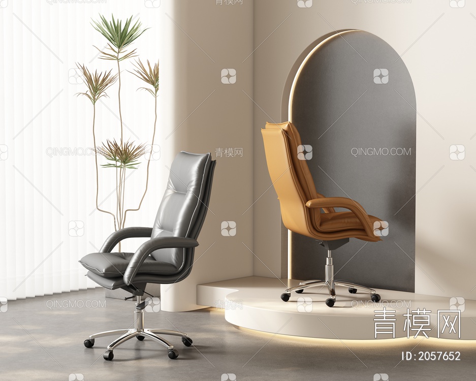 办公椅组合3D模型下载【ID:2057652】