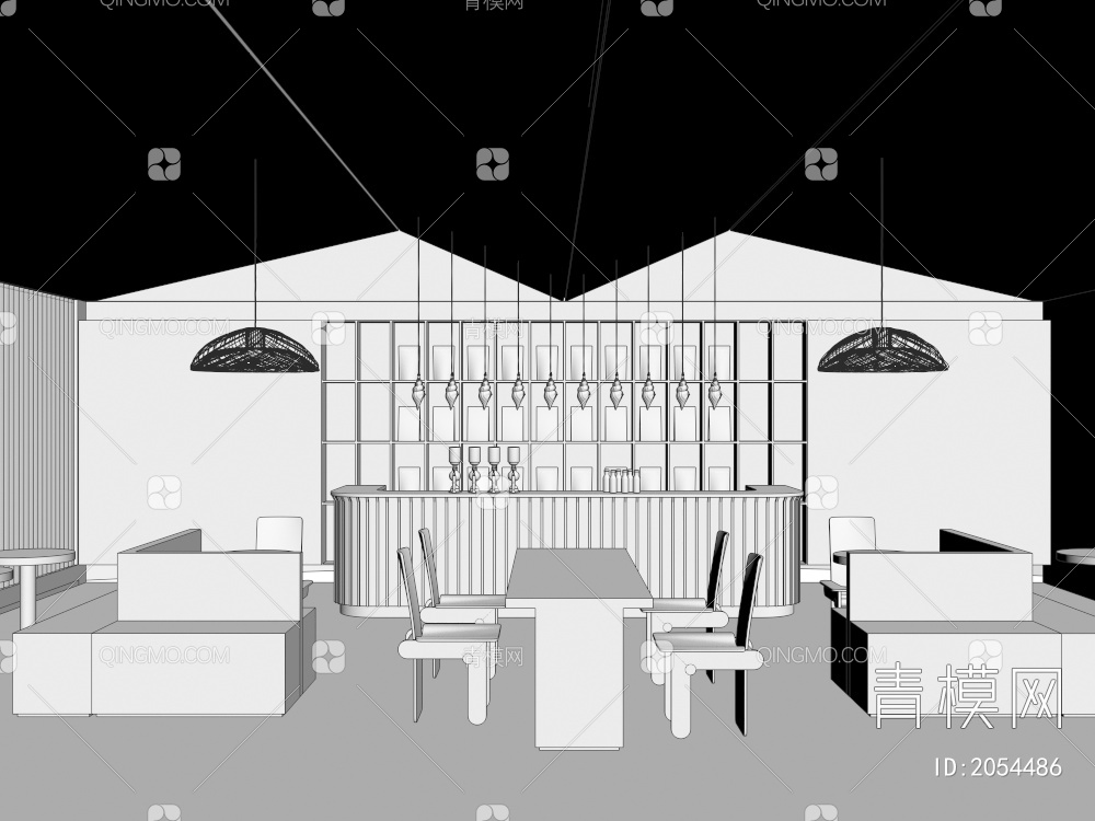 工装 咖啡厅 休闲桌椅3D模型下载【ID:2054486】