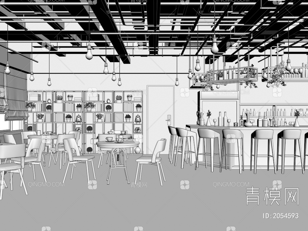咖啡厅3D模型下载【ID:2054593】