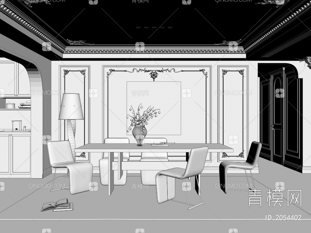 餐厅 餐桌椅3D模型下载【ID:2054402】