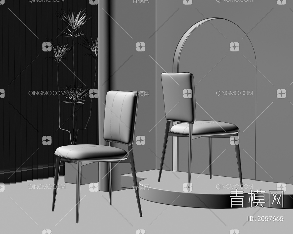 餐椅组合3D模型下载【ID:2057665】