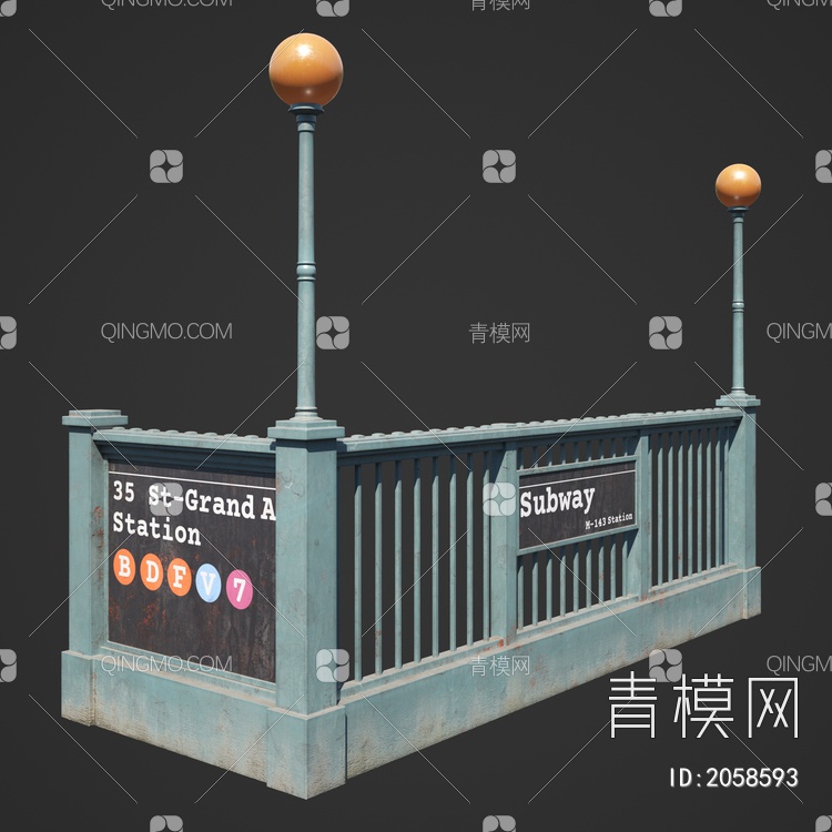 栏杆 护栏3D模型下载【ID:2058593】