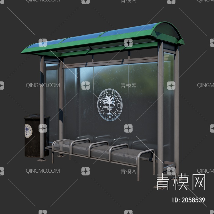 公交车站3D模型下载【ID:2058539】
