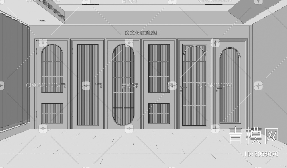 门 玻璃门 长虹玻璃门 卫生间门 厨房门3D模型下载【ID:2058070】